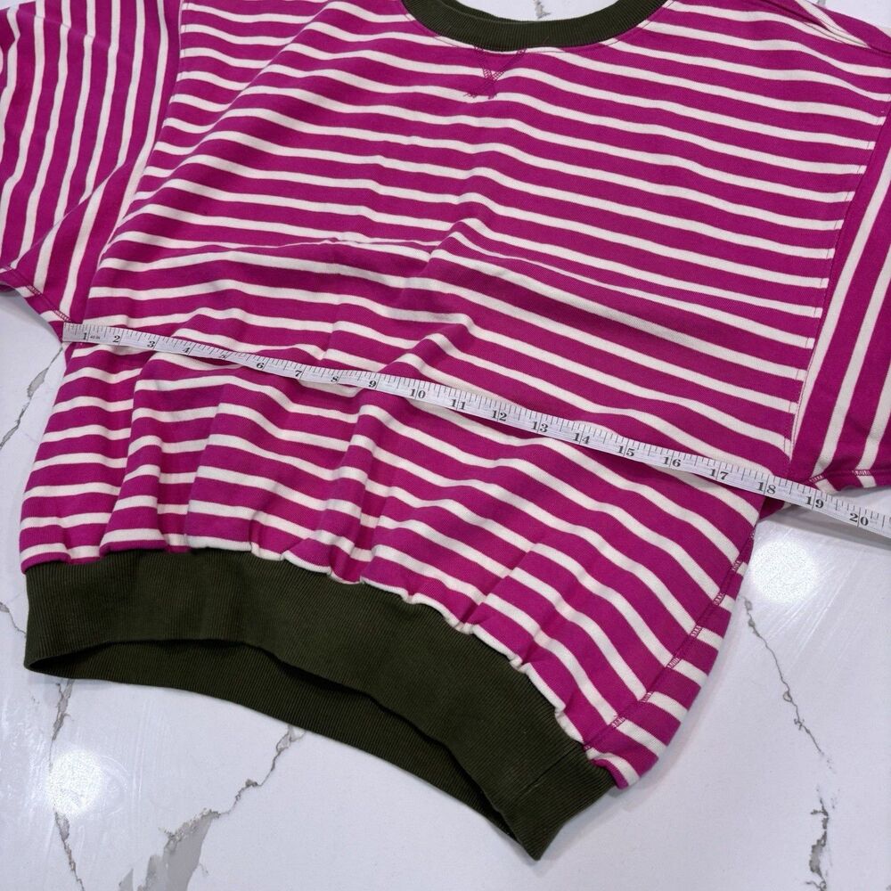 Pilcro Sweatshirt Womens Size Small Niki Bubble Anthropologie Pink Green Stripe - Picture 4 of 6